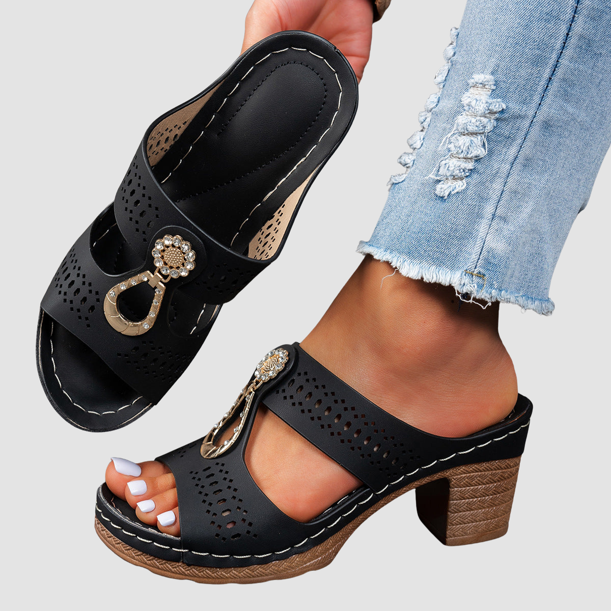ALESSA COMFORT HEEL SANDALS